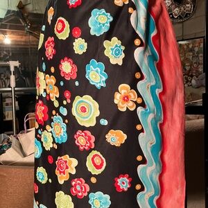 Women’s Floral Print Black A-Line Skirt